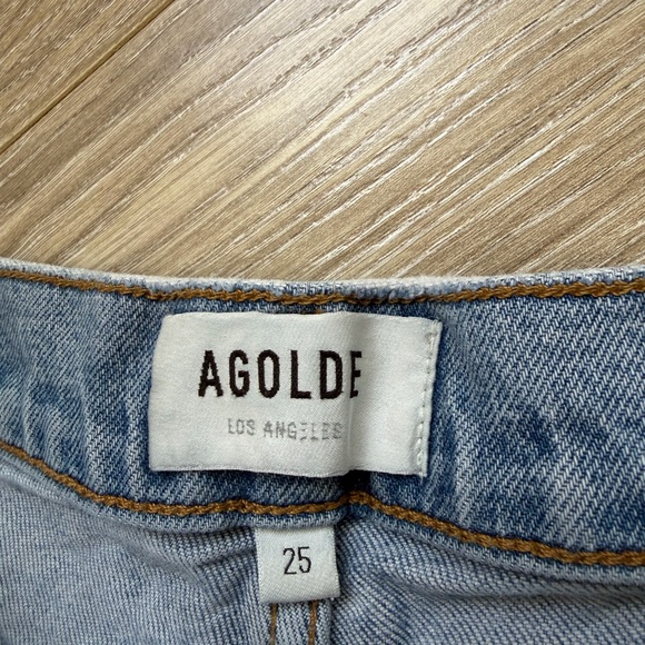 AGOLDE Women’s Riley High Rise Straight Jeans Sz 25 Lightwash Blue Denim EUC - Picture 10 of 14